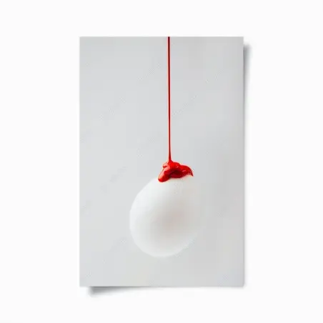 Poster rote farbtröpfchen auf weißem ei – Pixers®