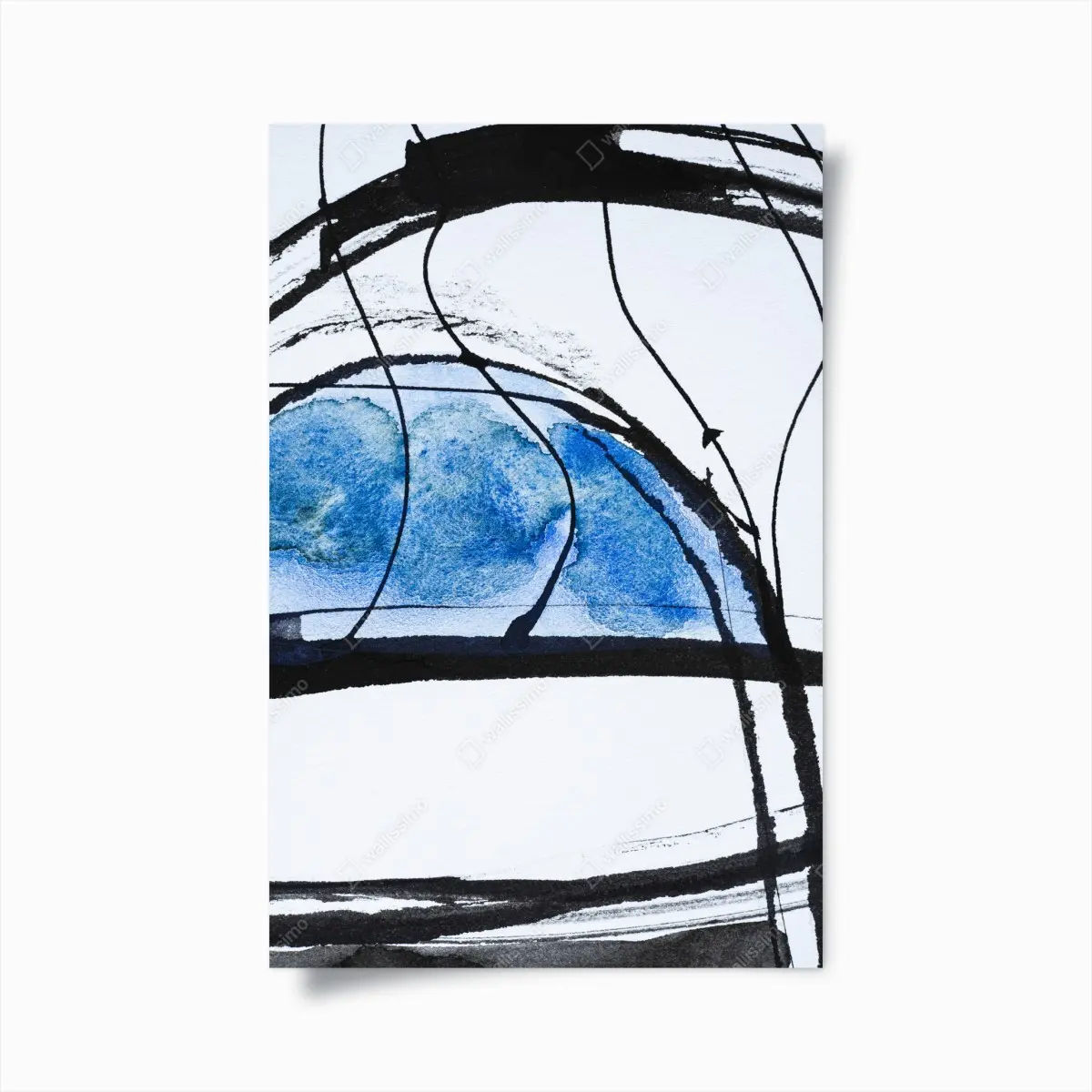 Poster blaue abstrakte tusche- und aquarellkomposition – Pixers®