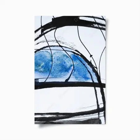 Poster blaue abstrakte tusche- und aquarellkomposition – Pixers®
