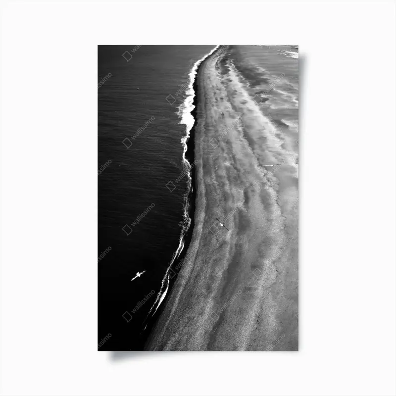 Poster monochrome küstenaufnahme aus der luft