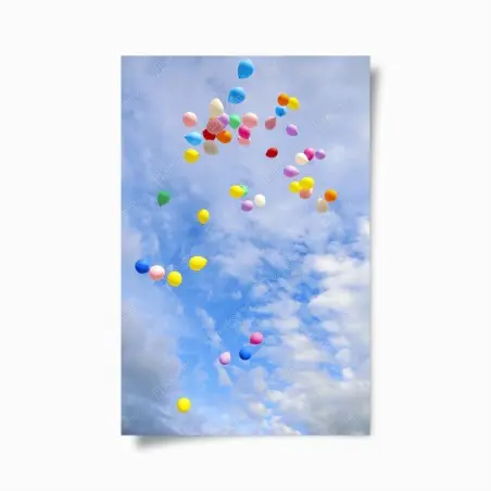 Poster bunte luftballons steigen in den himmel – Pixers®