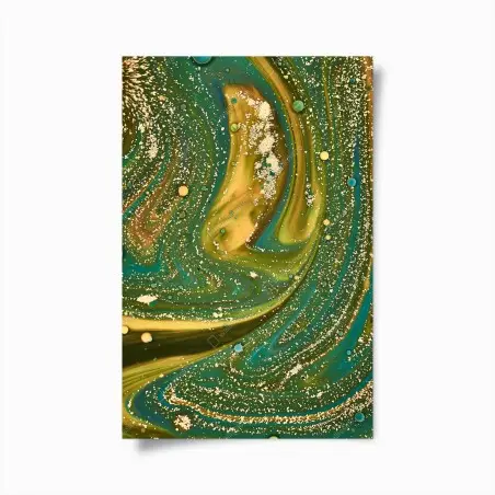 Poster grün-goldene flüssige marmorierte kunst – Pixers®