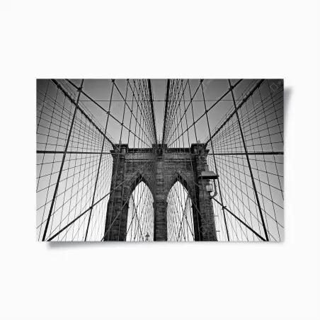 Poster symmetrische hängebrücke in schwarzweiß – Pixers®