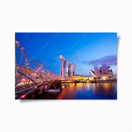 Poster stadtbild Marina Bay bei dämmerung – Pixers®