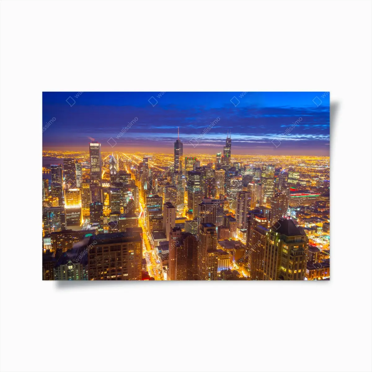 Poster Chicago nächtliche skyline panorama – Pixers®