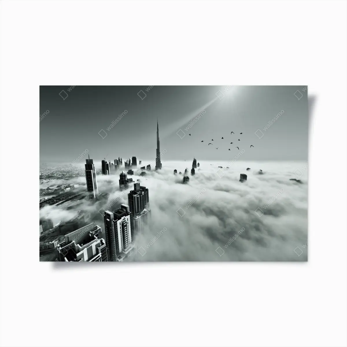 Poster neblige skyline von Dubai über den wolken – Pixers®