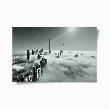 Poster neblige skyline von Dubai über den wolken – Pixers®