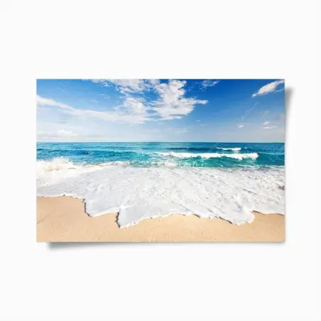 Poster türkisfarbene wellen am sandstrand – Pixers®