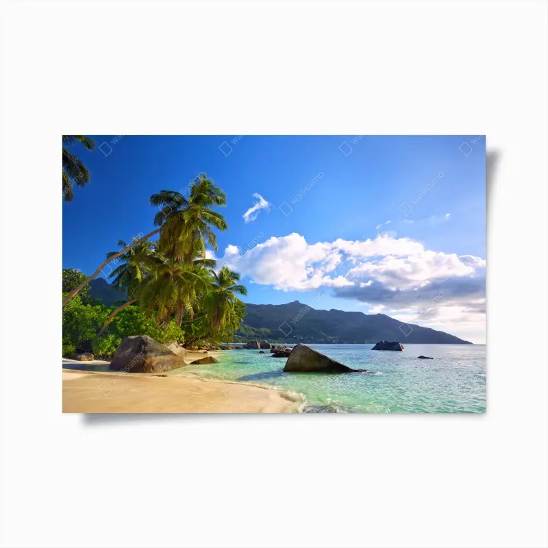 Poster tropischer strand auf Mahé