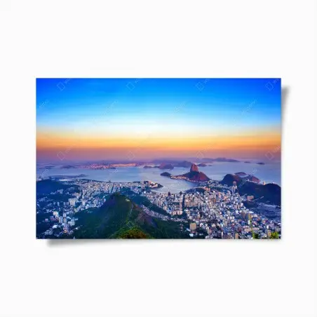 Poster panorama von Rio de Janeiro bei sonnenuntergang – Pixers®
