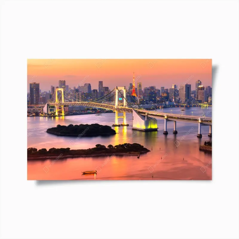 Poster Tokio skyline bei sonnenuntergang