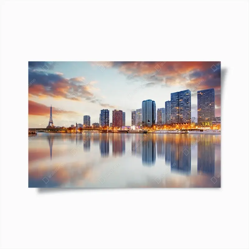 Poster Paris skyline bei sonnenuntergang mit Eiffelturm