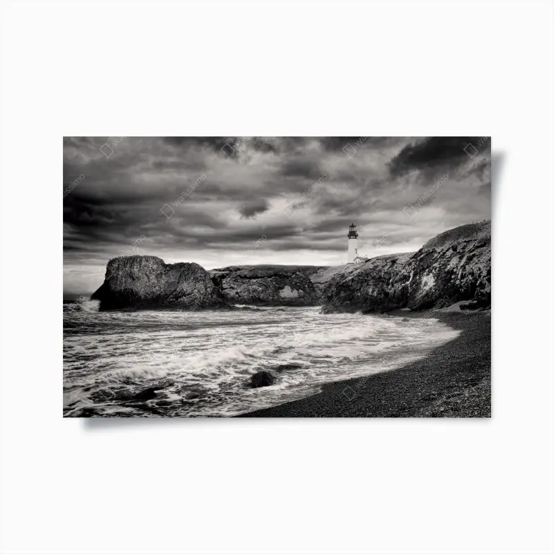 Poster leuchtturm Yaquina Bay an stürmischer küste
