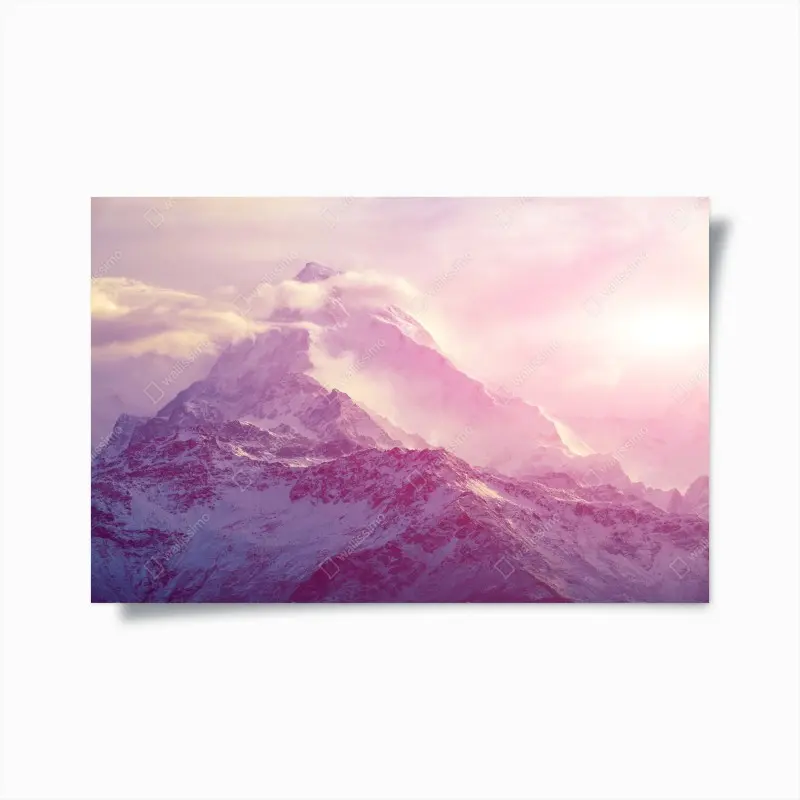 Poster pastellfarbener sonnenaufgang über den bergen