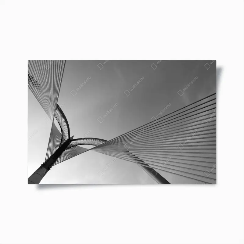 Poster monochrome brücke mit geometrischen linien