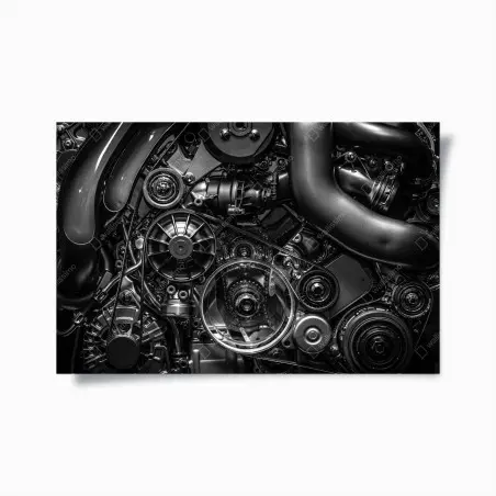 Poster präzise motor-nahaufnahme im industrial-stil – Pixers®