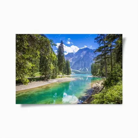 Poster Pragser Wildsee türkisblauer bergsee – Pixers®
