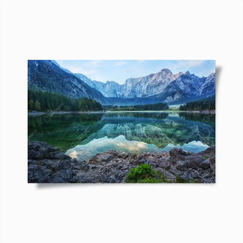 Poster früher morgen am See Fusine, Julische Alpen