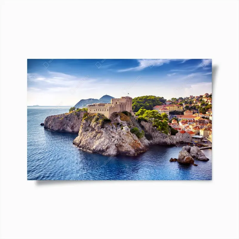 Poster Dubrovnik küstenfestung auf felsigen klippen