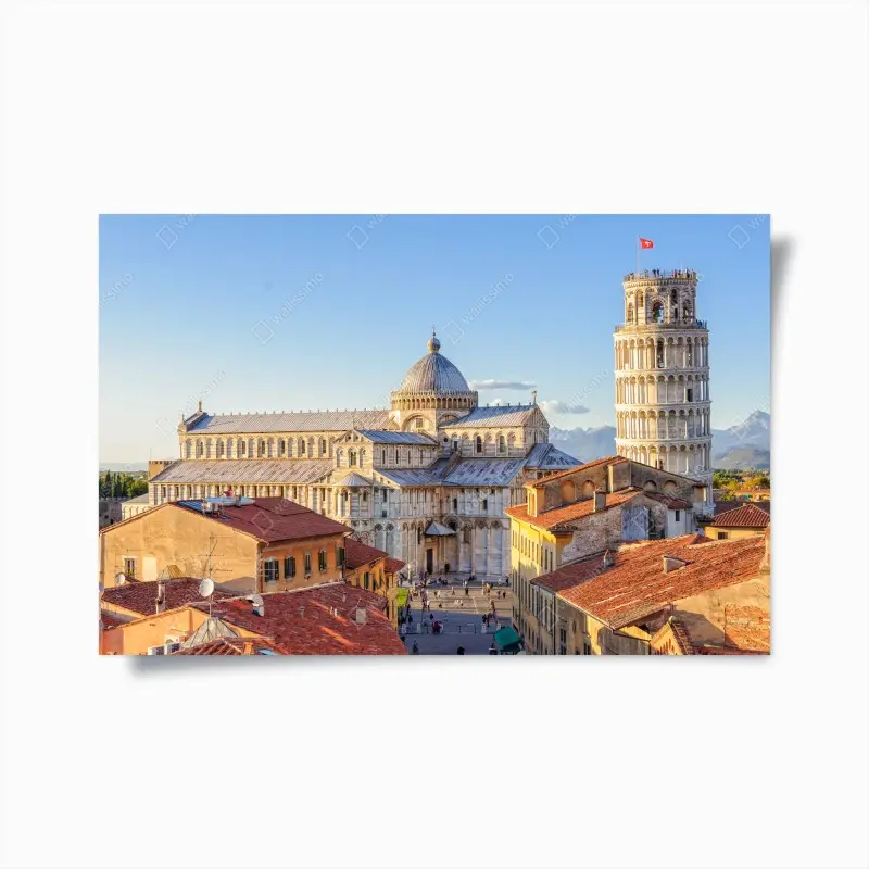 Poster sonnenbeschienener blick auf den dom von Pisa und den schiefen turm