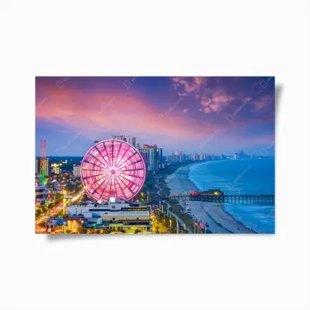Poster Myrtle Beach sonnenuntergang skyline mit riesenrad – Pixers®