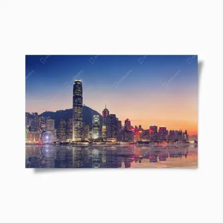 Poster Hongkong panorama bei dämmerung – Pixers®