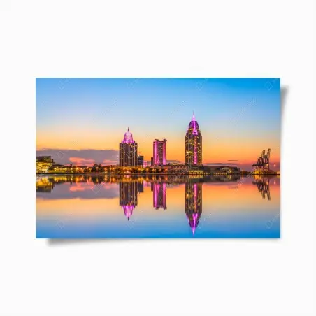 Poster panorama von Mobile bei sonnenuntergang – Pixers®
