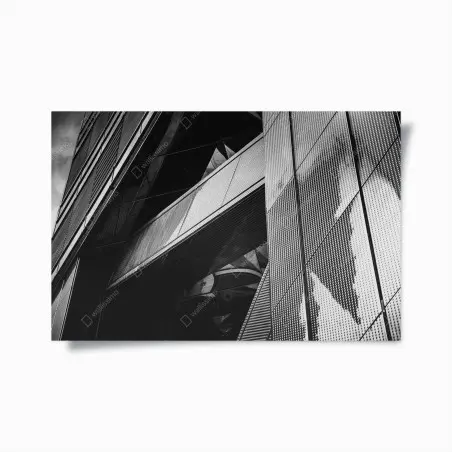 Poster geometrische moderne fassade in schwarzweiß – Pixers®