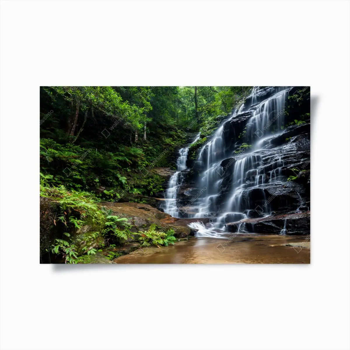 Poster ruhiger wasserfall im wald – Pixers®
