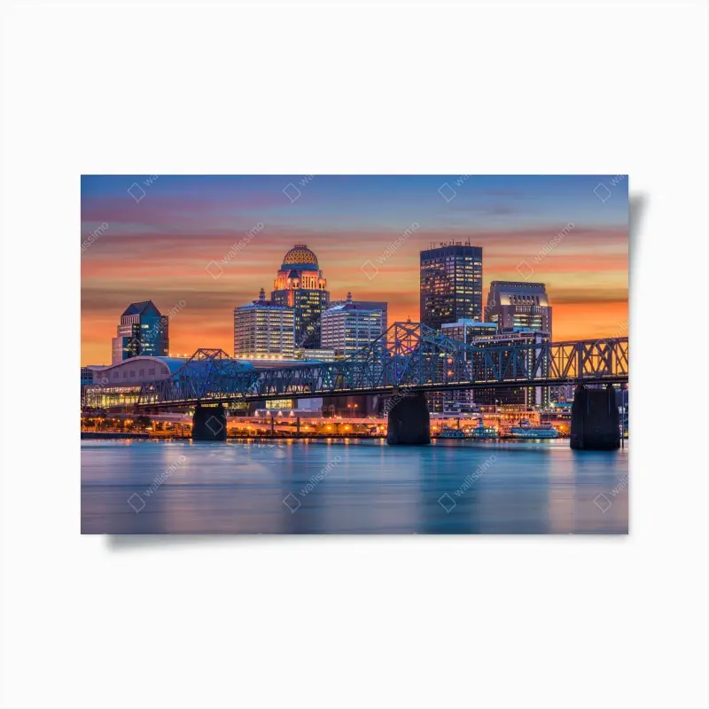 Poster Louisville skyline bei sonnenuntergang