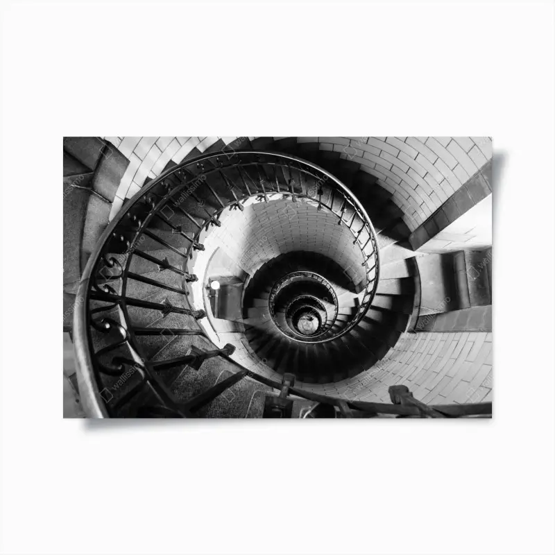 Poster spiraltreppe in monochromer perspektive