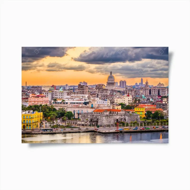 Poster Havanna skyline bei sonnenuntergang