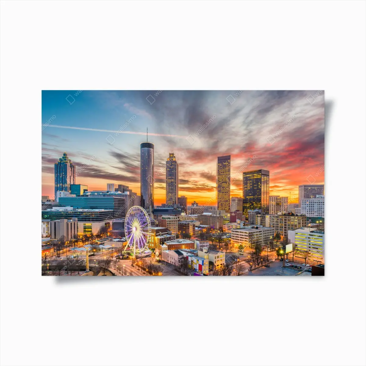 Poster Atlanta skyline bei sonnenuntergang – Pixers®