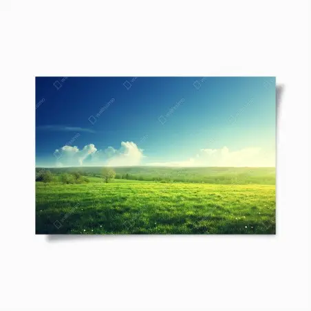 Poster sonnige frühlingswiese im abendlicht – Pixers®