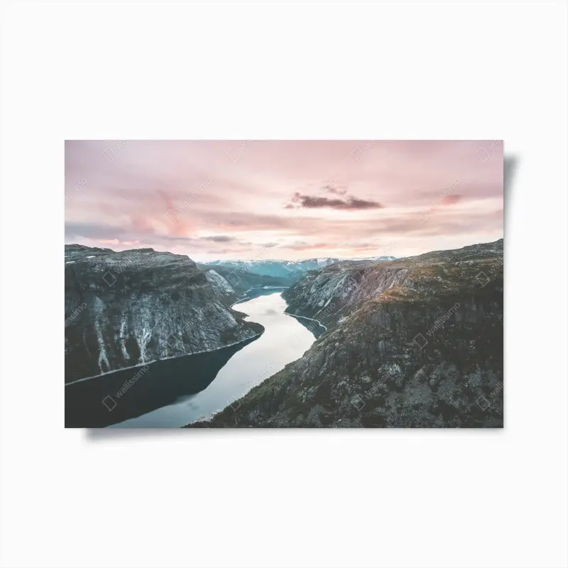 Poster ruhiger fjord bei sonnenuntergang