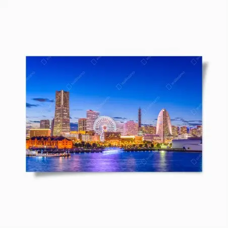 Poster Yokohama skyline bei dämmerung – Pixers®