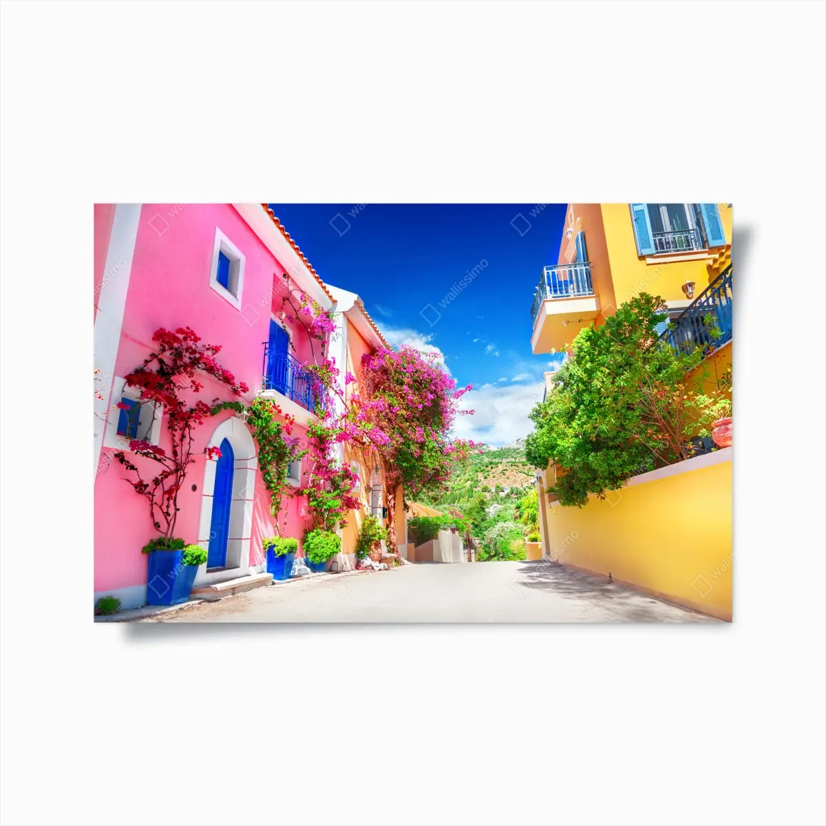 Poster bunte gasse auf Kefalonia – Pixers®