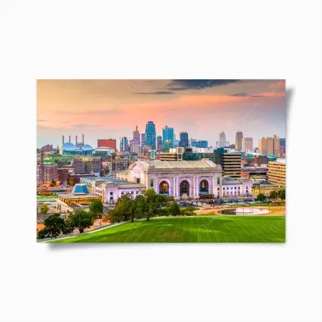 Poster Kansas City skyline bei dämmerung – Pixers®