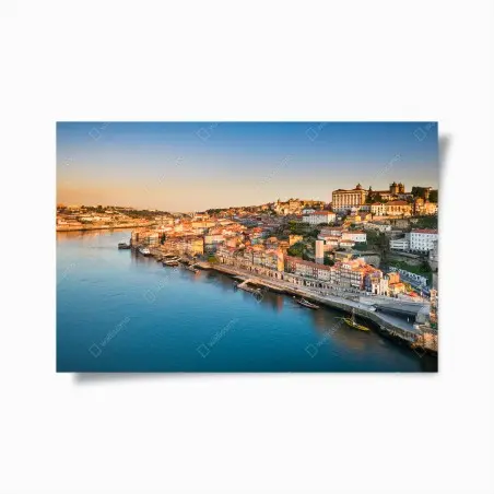 Poster sonnige Porto ufer-skyline im goldenen licht – Pixers®