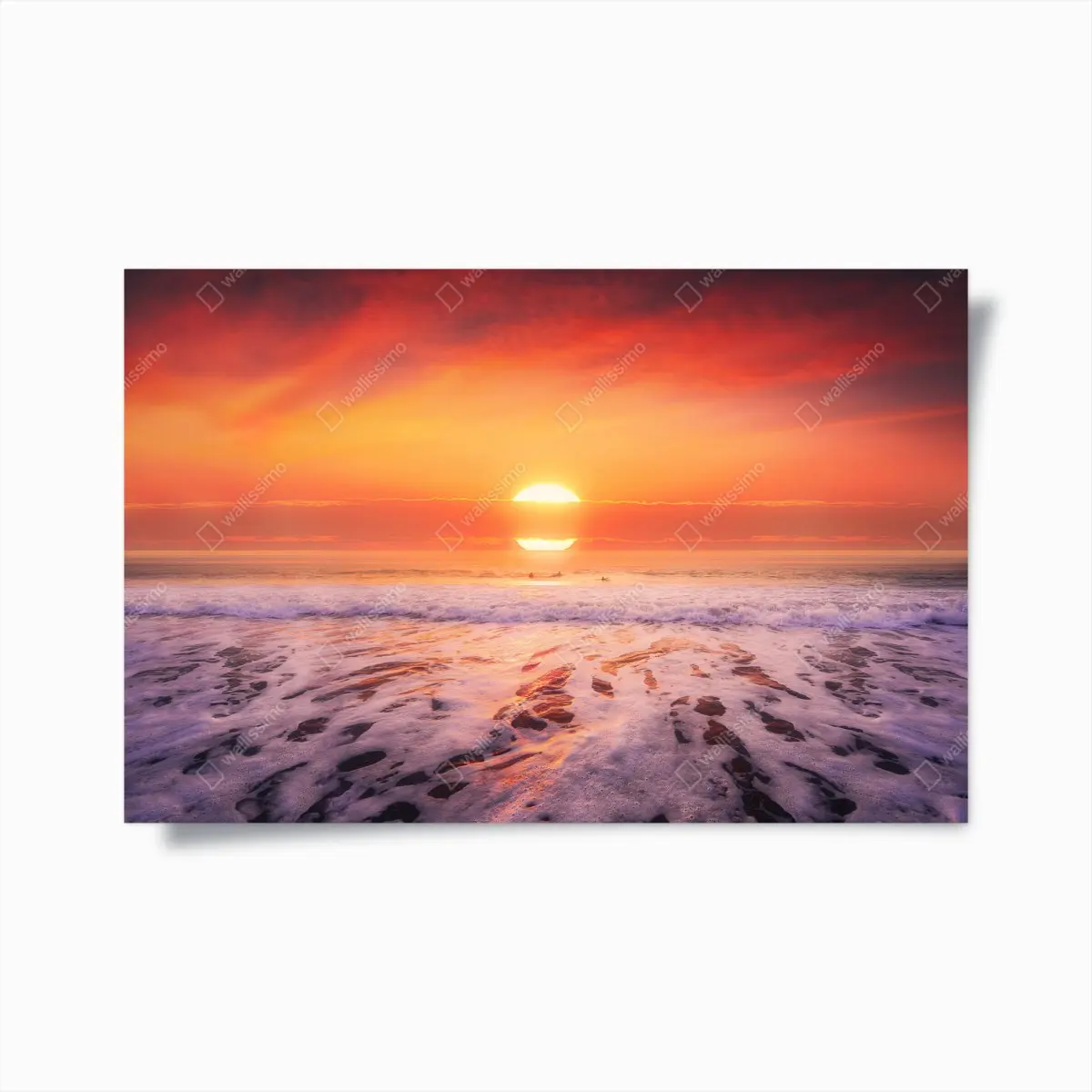 Poster goldener sonnenuntergang über ruhigem strand – Pixers®