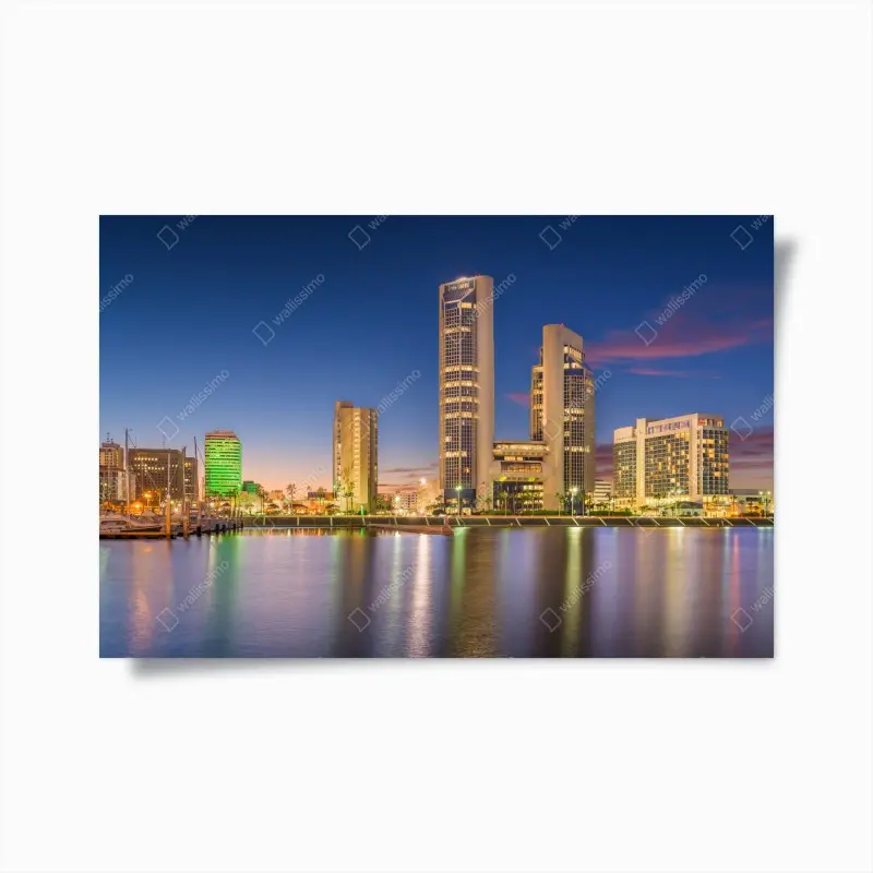 Poster Corpus Christi skyline bei dämmerung