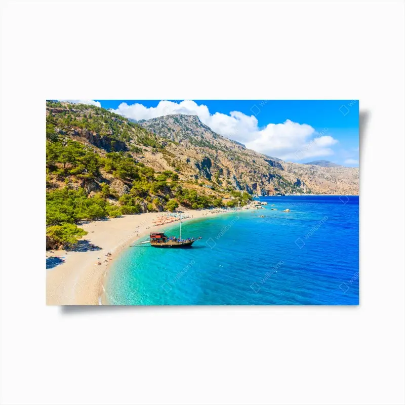 Poster segelboot am Apella strand, Karpathos