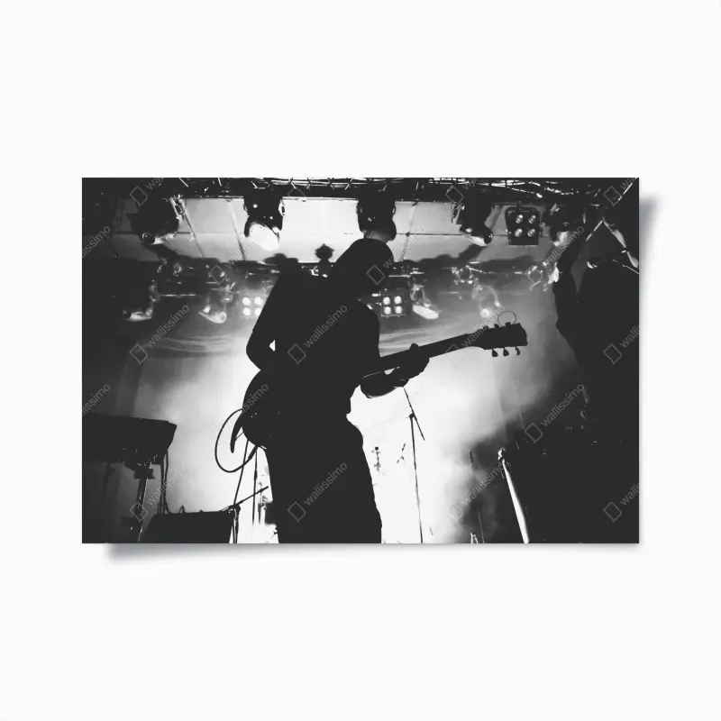 Poster gitaristensilhouette bei einem live-konzert