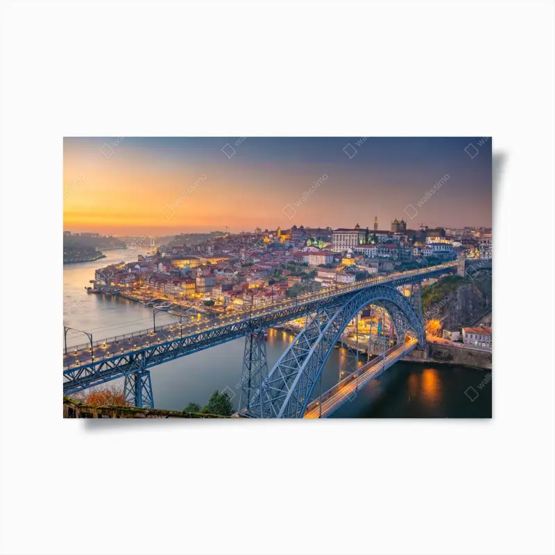 Poster porto skyline bei dämmerung mit Dom Luís I