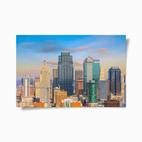 Poster Kansas City skyline bei sonnenuntergang – Pixers®