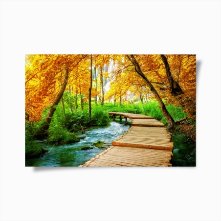 Poster goldener steg durch den wald bei Plitvicer Seen – Pixers®