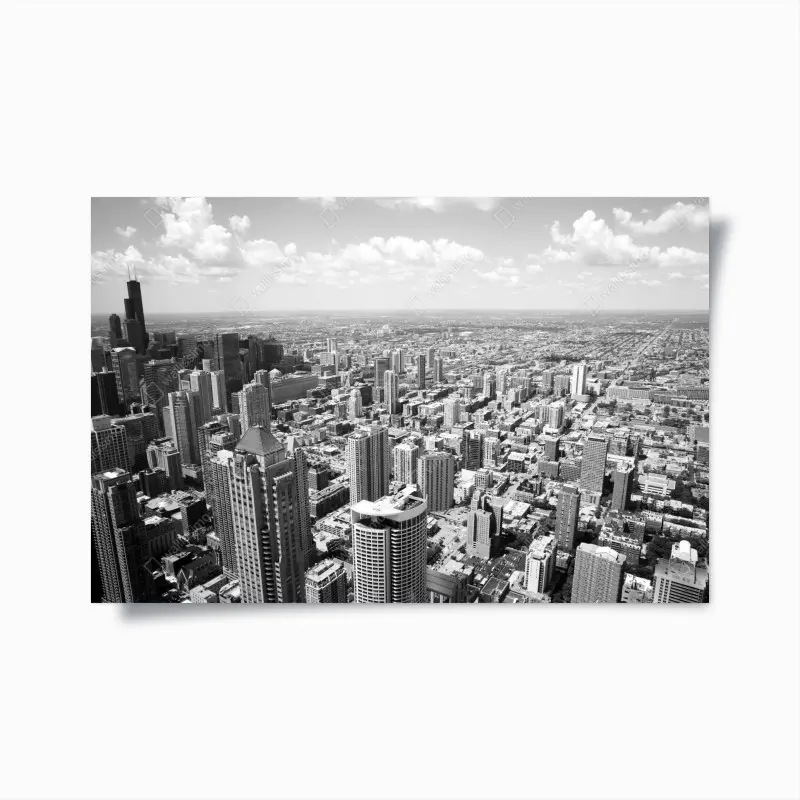 Poster Chicago skyline in graustufen