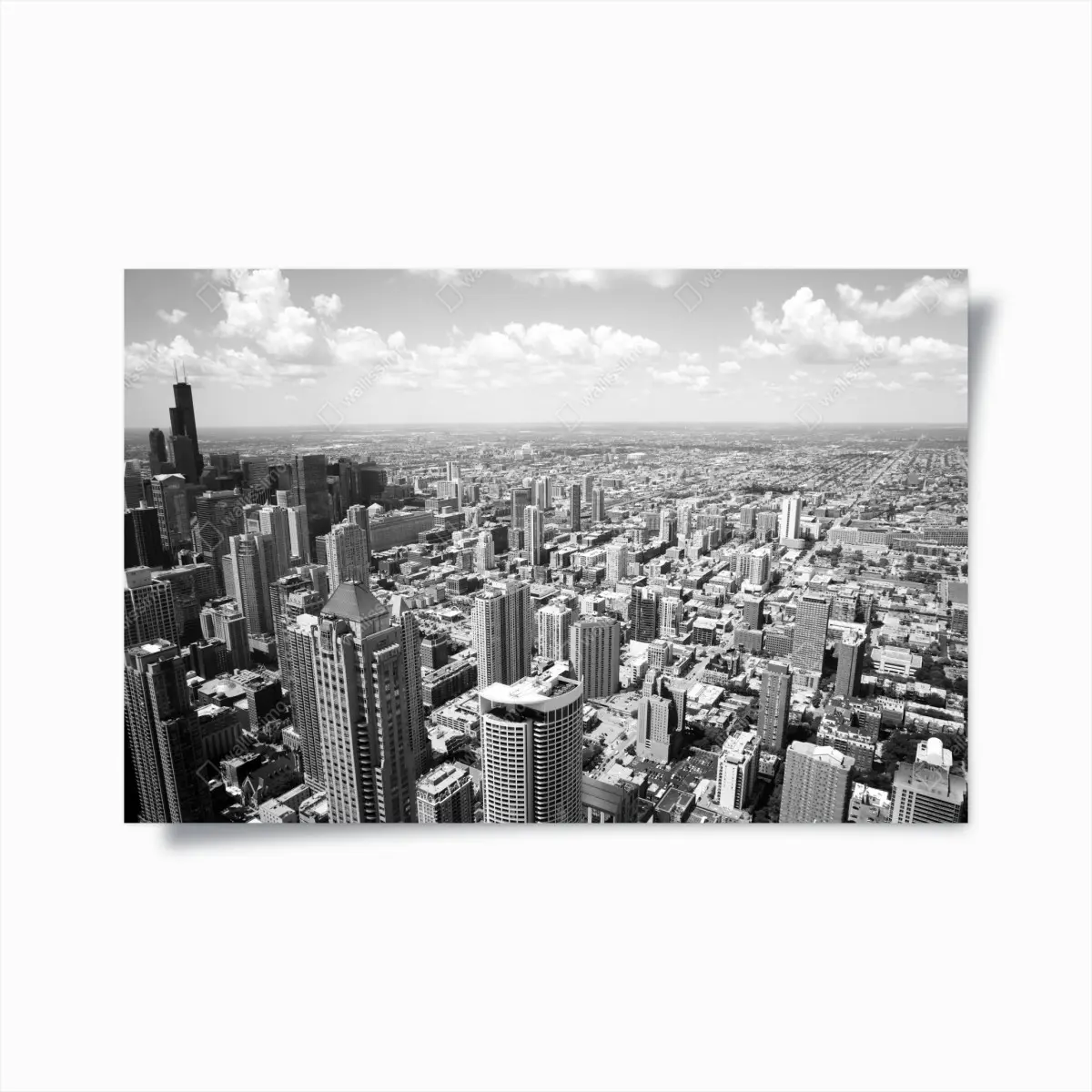 Poster Chicago skyline in graustufen – Pixers®