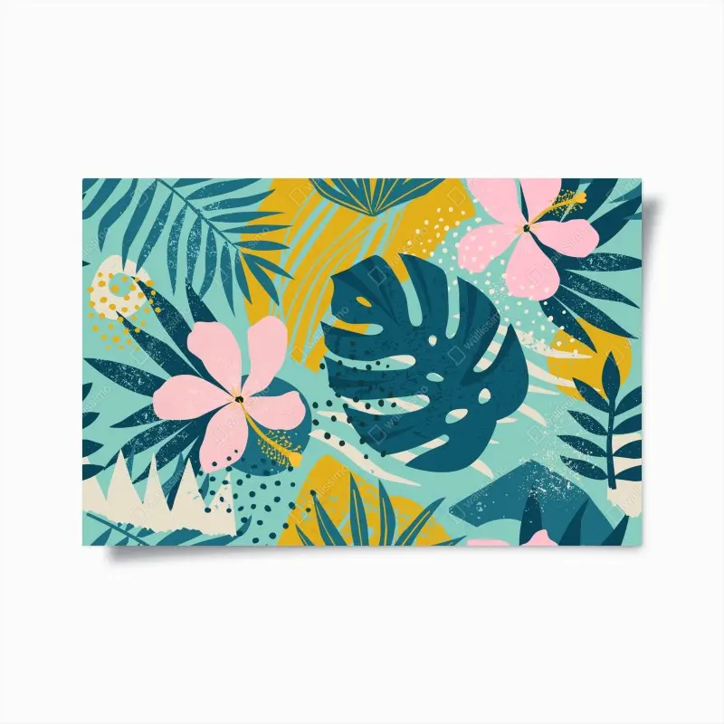 Poster tropische blätter und blüten