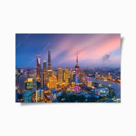 Poster Shanghai nächtliche skyline – Pixers®